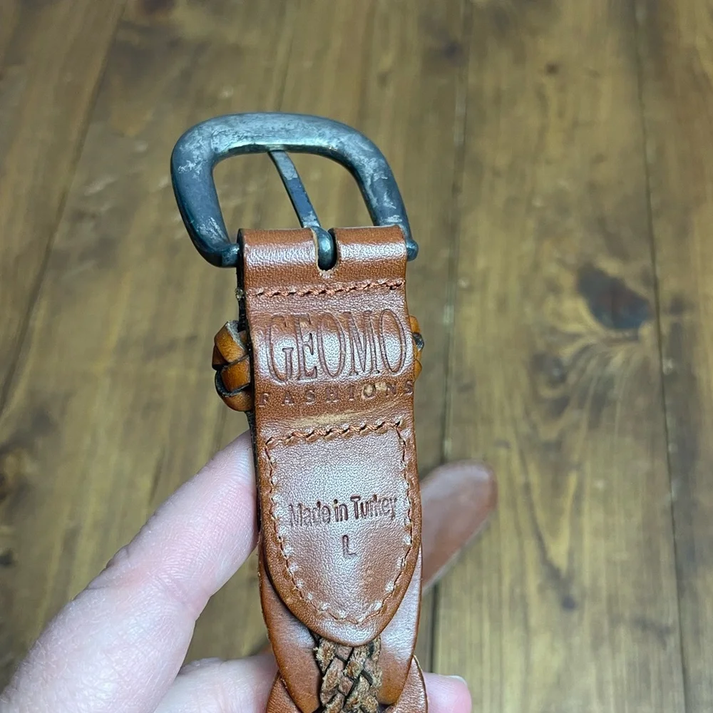 Geomo Fashions brown linked leather belt size large